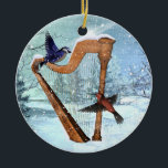 Winterharfe Keramik Ornament<br><div class="desc">Fügen Sie Ihr Foto einer Seite hinzu,  welche die Winterharfe auf der anderen Seite hat oder verlassen Sie Harfe auf beiden Seiten</div>