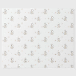 Winterhase mit Winter Florals Geschenkpapier