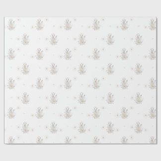 Winterhase mit Winter Florals Geschenkpapier