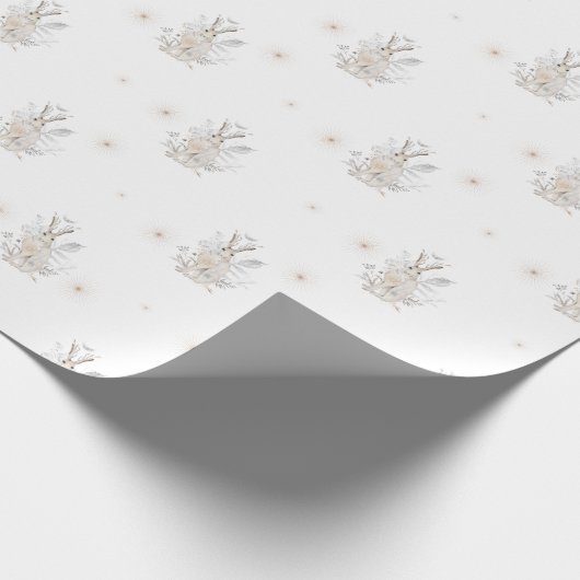 Winterhase mit Winter Florals Geschenkpapier (Ecke)