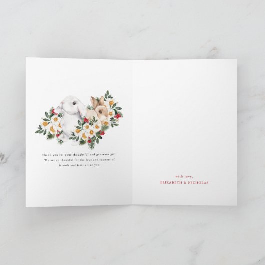 Winterhasen | Babydusche Vielen Dank Dankeskarte (Innenseite)