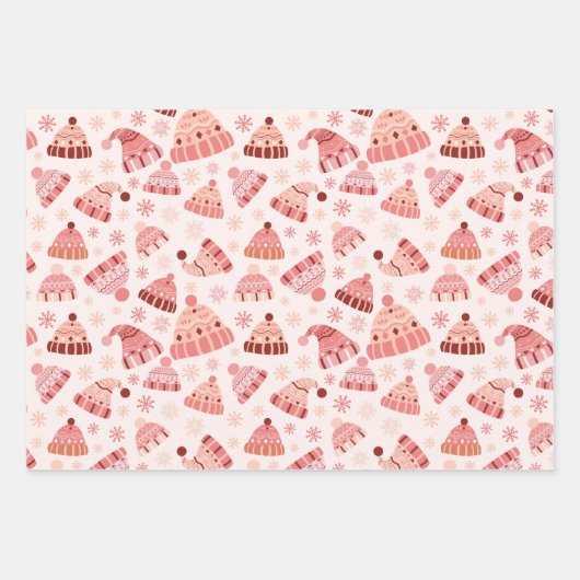 Winterhats & Mittens Geschenkpapier Set (Vorderseite)