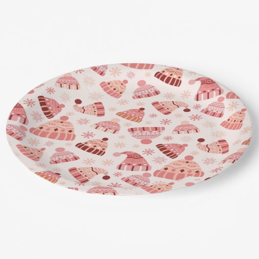 Winterhats & Mittens Pappteller (Schrägansicht)