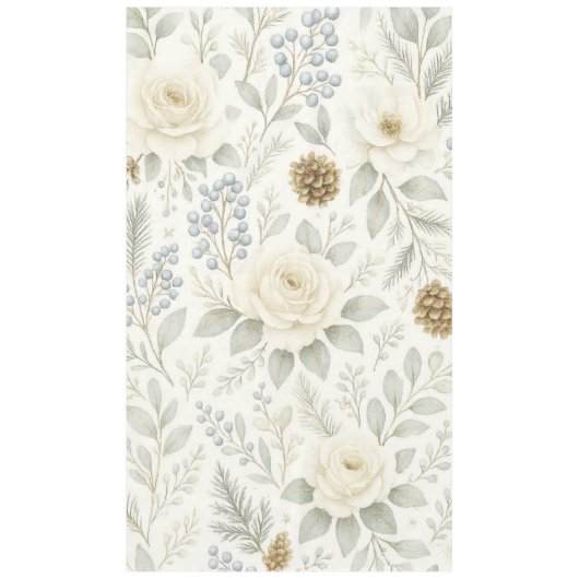Winterhauch Blumen & Zapfen Tischdecke (Vorderseite)