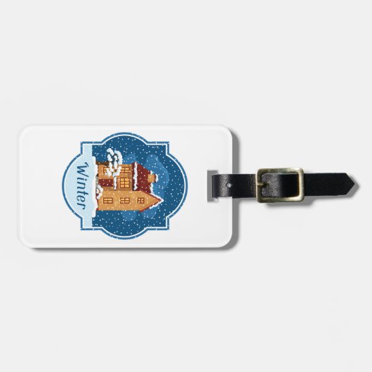 Winterhaus im Schnee Gepäckanhänger (Vorderseite horizontal)