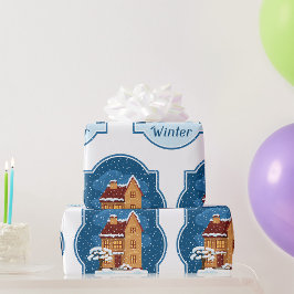 Winterhaus im Schnee Geschenkpapier