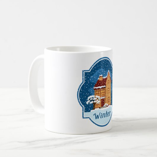 Winterhaus im Schnee Kaffeetasse (Vorderseite Links)
