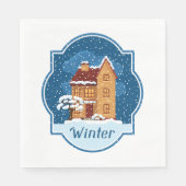 Winterhaus im Schnee Serviette (Vorderseite)