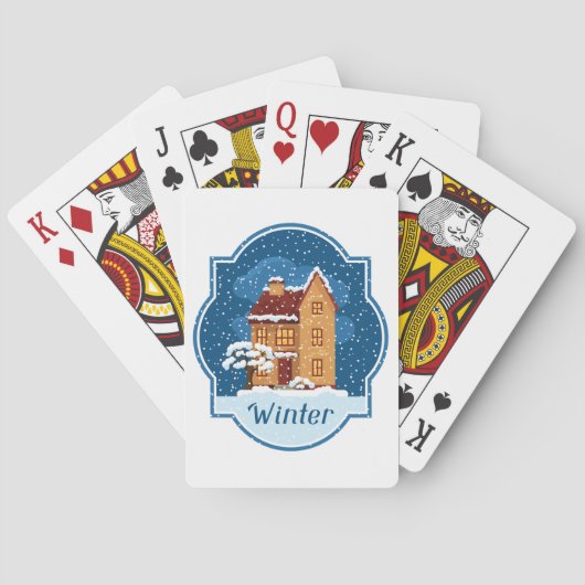 Winterhaus im Schnee Spielkarten (Rückseite)