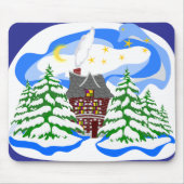 Winterhaus im Wald Mousepad (Vorne)