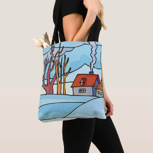 Winterhaus-Landschaft Tasche