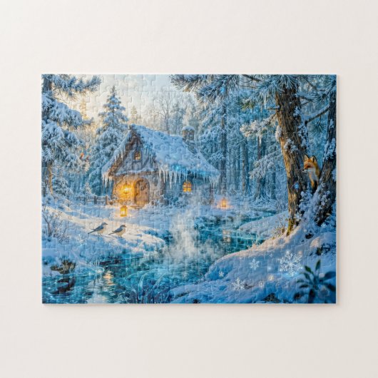 Winterhäuschen am Waldstrom Puzzle (Horizontal)