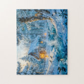 Winterhäuschen am Waldstrom Puzzle (Vertikal)