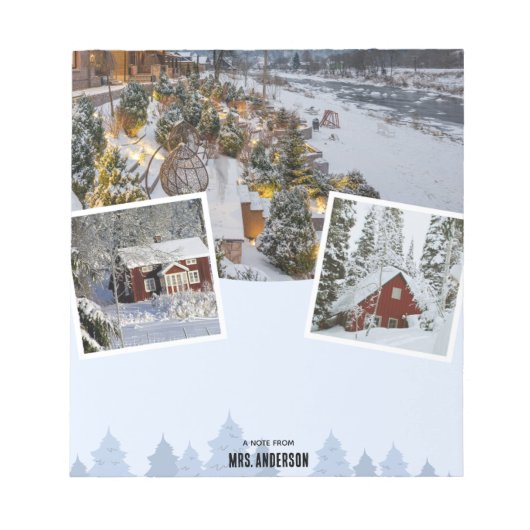 Winterhäuser & Schneeige Landschaft Notizblock (Vorderseite)