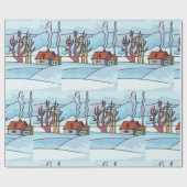 Winterhauslandschaft Geschenkpapier (Flach)