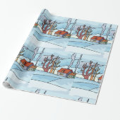 Winterhauslandschaft Geschenkpapier (Ungerollt)