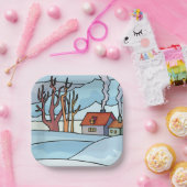 Winterhauslandschaft Pappteller (Party)