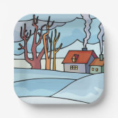Winterhauslandschaft Pappteller (Vorderseite)