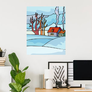 Winterhauslandschaft Poster
