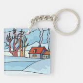 Winterhauslandschaft Schlüsselanhänger (Rückseite)