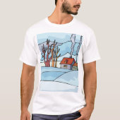 Winterhauslandschaft T-Shirt (Vorderseite)
