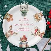 Winterherrlicher Waldweidenfest Geburtstag Pappteller