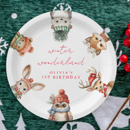 Winterherrlicher Waldweidenfest Geburtstag Pappteller