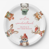 Winterherrlicher Waldweidenfest Geburtstag Pappteller (Vorderseite)