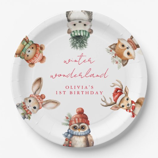 Winterherrlicher Waldweidenfest Geburtstag Pappteller (Vorderseite)