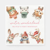 Winterherrlicher Waldweidenfest Geburtstag Serviette (Vorderseite)