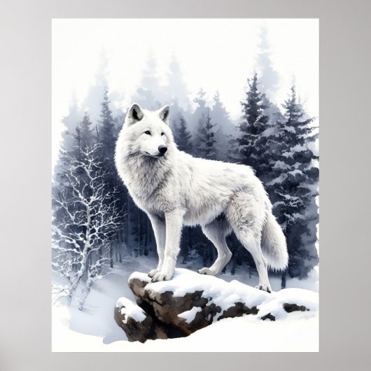 Winterherrschaft: Der arktische Wolf Poster (Vorne)