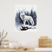 Winterherrschaft: Der arktische Wolf Poster (Küche)
