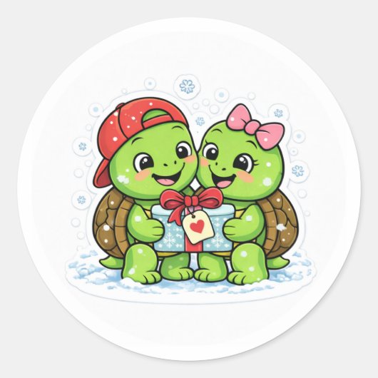 Winterherz Geschenk Runder Aufkleber (Vorderseite)