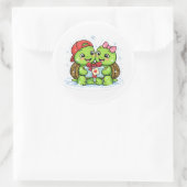 Winterherz Geschenk Runder Aufkleber (Tasche)