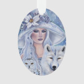 Winterhexe mit Fuchs und Eule von Renee Lavoie Ornament (Vorderseite)