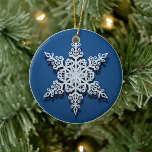 Winterhimmel-Schneeflocke – Klassisches Weiß auf B Keramik Ornament