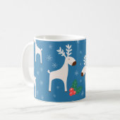 Winterhintergrund mit Hirschen (nahtloses Muster)  Kaffeetasse (Vorderseite Links)