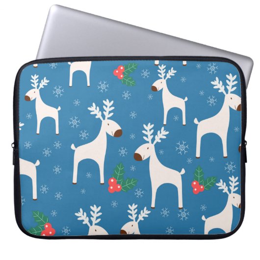 Winterhintergrund mit Hirschen (nahtloses Muster)  Laptopschutzhülle (Vorderseite)