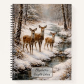 Winterhirsch am Waldstrom Notizblock (Vorderseite)