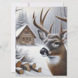 Winterhirsch/Hirschbock Kunst Feiertagskarte