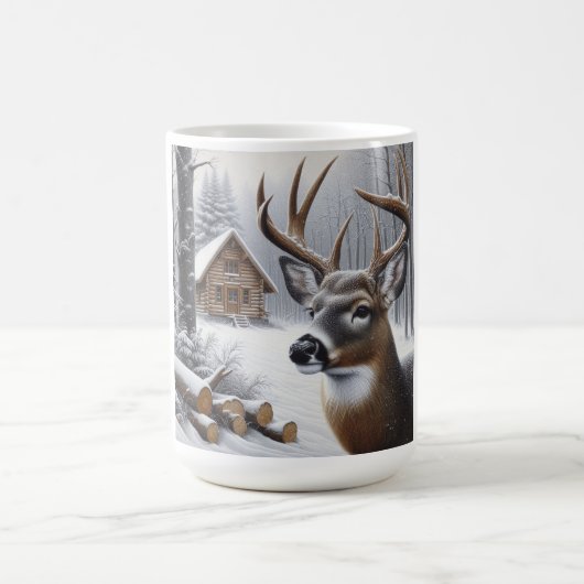 Winterhirsch/Hirschbock Kunst Kaffeetasse (Mittel)