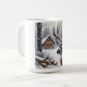 Winterhirsch/Hirschbock Kunst Kaffeetasse (Vorderseite Links)