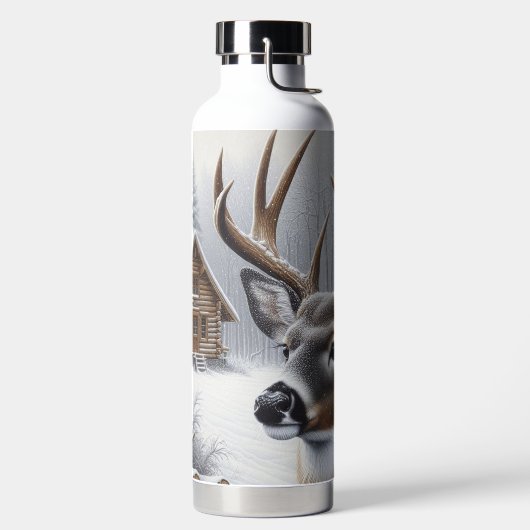 Winterhirsch/Hirschbock Kunst Trinkflasche (links)