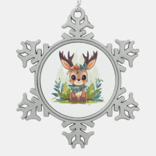 Winterhirsch Schneeflocken Zinn-Ornament