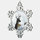 Winterhirsch Schneeflocken Zinn-Ornament (Rechts)