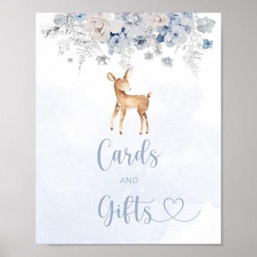Winterhirsche - Babyduschkarten und -geschenke Poster (Vorne)