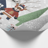 Winterhirsche, Bäume und Weihnachtsfeiertag Geschenkpapier (Ecke)