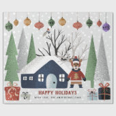 Winterhirsche, Bäume und Weihnachtsfeiertag Geschenkpapier (Flach)