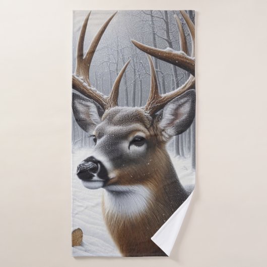 Winterhirsche/Buckkunst Badehandtuch (Badehandtuch)