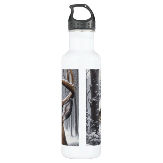 Winterhirsche/Buckkunst Edelstahlflasche (Rückseite)